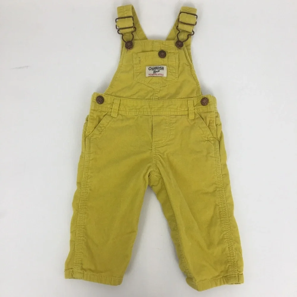 Oshkosh B’Gosh 1990’s Vintage Yellow Corduroy Overalls Kids Size 6 Months
